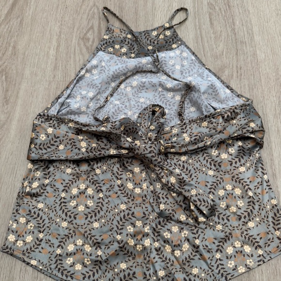 Intimately Free People Bandana Scarf Style Satin Top-Geometric Gold & Sage XS - Picture 3 of 12